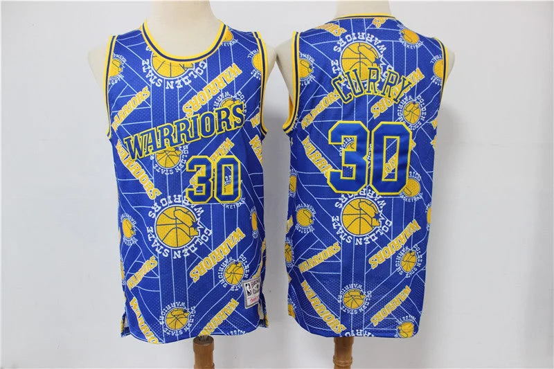 Basketball Jersey For Special Edition Designs-Warriors 30 Stephen Curry Blue Tear Up Pack Hardwood Classics Swingman Basketball Jersey