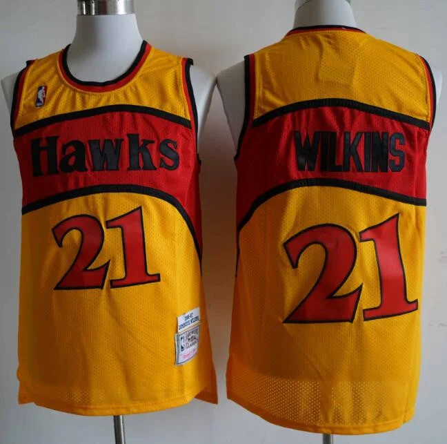 Basketball Jersey For Basketball Tournament Teams-Hawks 21 Dominique Wilkins Orange 1986-87 Hardwood Classics Basketball Jersey