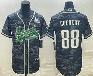 Baseball Jersey For Baseball Players And Fans-Men's Philadelphia Eagles #88 Dallas Goedert Grey Camo With Super Bowl LVII Patch Cool Base Stitched Baseball Jersey