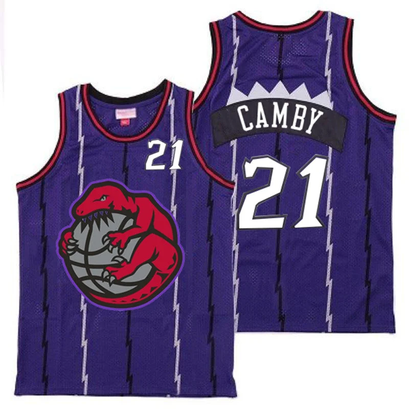 Basketball Jersey For Player Signature Designs-Raptors 21 Marcus Camby Purple Retro Basketball Jerseys