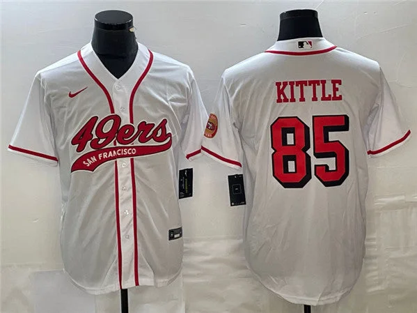 Baseball Jersey For Custom Team Orders And Sales-Men's San Francisco 49ers #85 George Kittle New White Cool Base Stitched Baseball Jersey