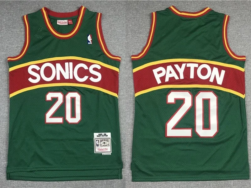 Basketball Jersey For Personalized Orders-SuperSonics 20 Gary Payton Green 1995-96 Hardwood Classics Basketball Jersey