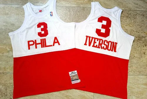 Basketball Jersey For Team Spirit-76ers 3 Allen Iverson White Red 2003-04 Hardwood Classics Swingman Basketball Jersey