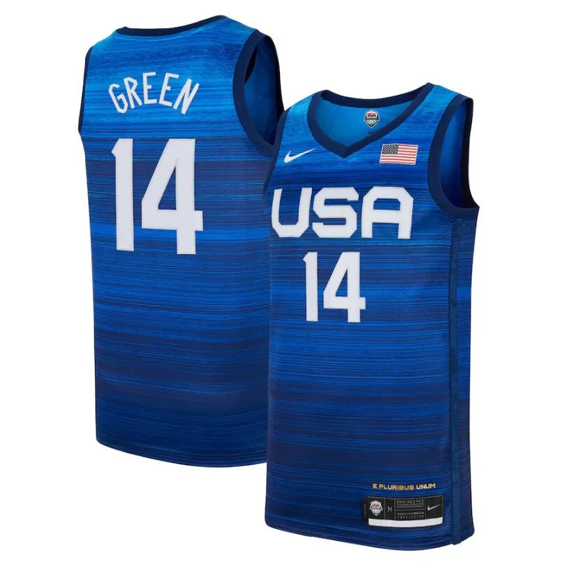 Basketball Jersey For Alumni Events-Team USA 14 Green Navy 2021 Olympics Basketball Swingman Basketball Jersey