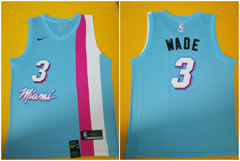 Basketball Jersey For Seasonal Fan Gifts-Heat 3 Dwyane Wade Blue Swingman Basketball Jersey