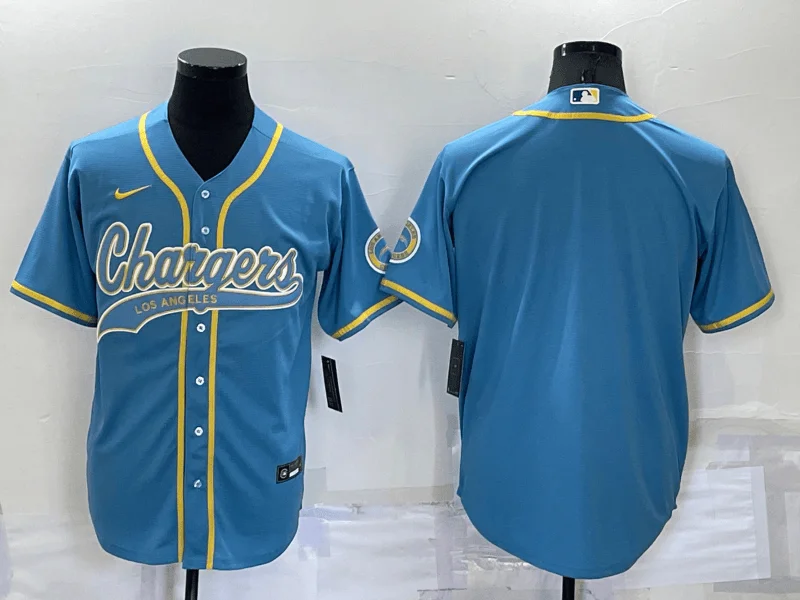 Baseball Jersey For Custom Player Numbers-Men's Los Angeles Chargers Blank Light Blue Stitched Cool Base Baseball Jersey