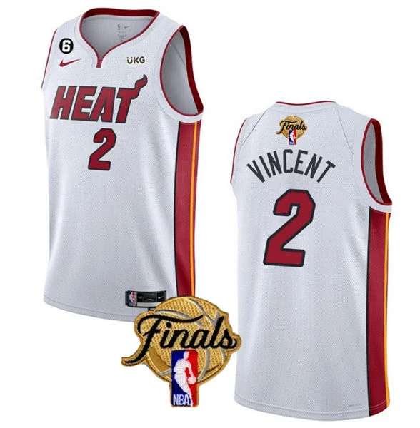 Basketball Jersey For Custom Branding-Heat 2 Gabe Vincent White 2023 Finals NO.6 Patch Swingman Basketball Jersey