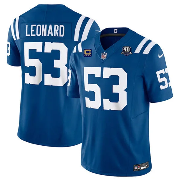 Football Jersey For Personalized Custom Team Gear-Men's Indianapolis Colts #53 Shaquille Leonard Blue 2023 F.U.S.E. 40th Anniversary With 1-Star C Patch Vapor Untouchable Limited Football Stitched Jersey