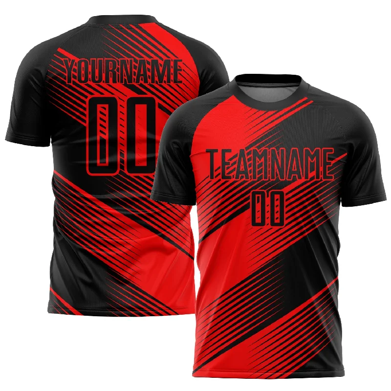 Football Jersey For Group And Fan Merchandise-Custom Red Black Sublimation Soccer Uniform Jersey