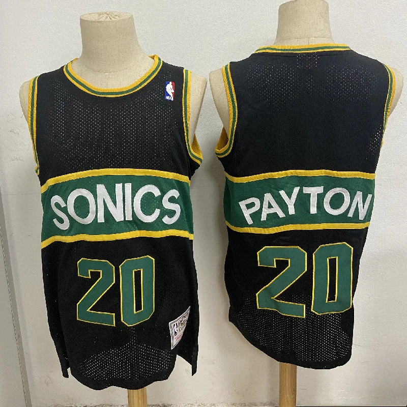 Basketball Jersey For Basketball Fans-SuperSonics 20 Gary Payton Black Hardwood Classics Mesh Basketball Jersey