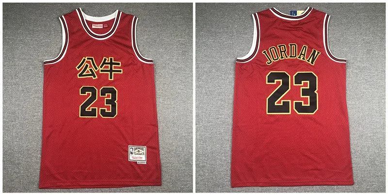 Basketball Jersey With Player And Team Logos-Bulls 23 Michael Jordan Red Hardwood Classics 2019 Chinese New Year Swingman Basketball Jersey