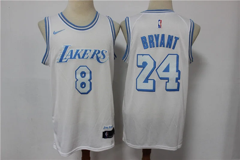 Basketball Jersey For Custom Fan Team Gear-Lakers 8 & 24 Kobe Bryant White 2020-21 City Edition Swingman Basketball Jersey