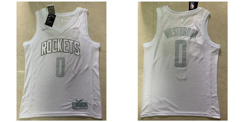 Basketball Jersey For Custom Apparel Printing-Rockets 0 Russell Westbrook White 2020 MVP Swingman Basketball Jersey