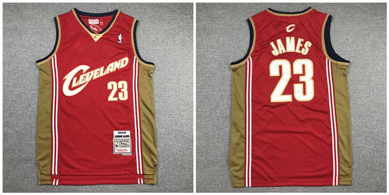 Basketball Jersey For Fan Apparel Orders-Cavaliers 23 Lebron James Red 2003-04 Hardwood Classics Basketball Jersey