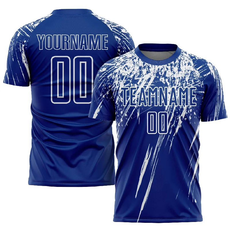 Football Jersey For Official Team Products-Custom Royal White Sublimation Soccer Uniform Jersey