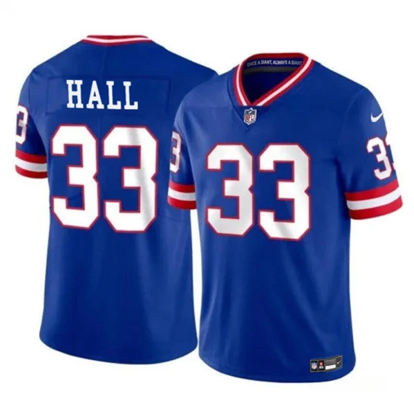 Football Jersey With Personalized Team Names-Men's New York Giants #33 Hassan Hall Royal 2023 F.U.S.E. Throwback Limited Football Stitched Jersey