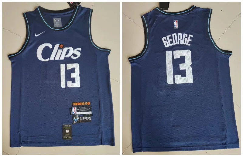 Basketball Jersey For Fundraiser Apparel-Clippers 13 Paul George Navy 2023-24 City Edition Swingman Basketball Jersey