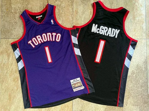 Basketball Jersey For Custom Team Jerseys-Raptors 1 Tracy McGrady Purple Black 1999-00 Hardwood Classics Basketball Jersey