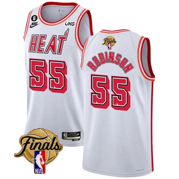 Basketball Jersey For Official Team Fan Gear-Heat 55 Duncan Robinson White 2023 Finals NO.6 Patch Classic Edition Swingman Basketball Jersey