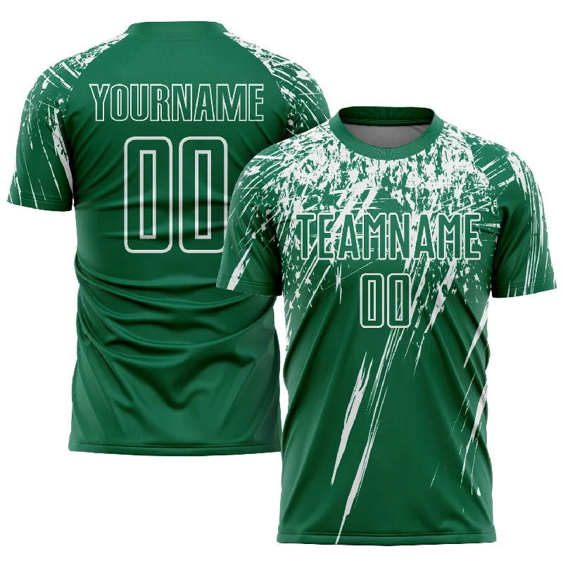 Football Jersey For Game Day Fan Apparel-Custom Kelly Green White Sublimation Soccer Uniform Jersey