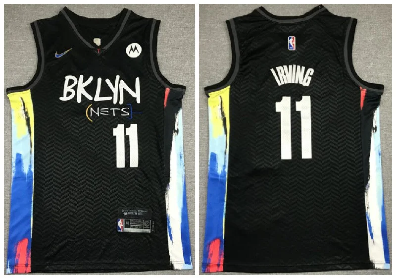 Basketball Jersey For Fanatic Merchandise-Nets 11 Kyrie Irving Black 2021 City Edition Swingman Basketball Jersey