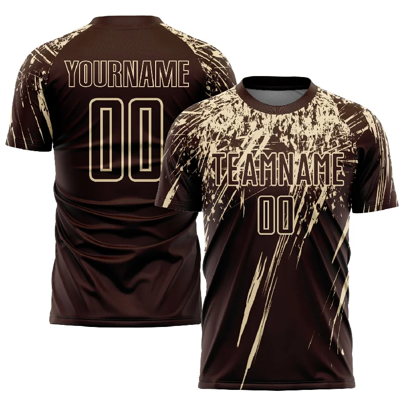 Football Jersey For Personalized Game Day Gear-Custom Brown Cream Sublimation Soccer Uniform Jersey