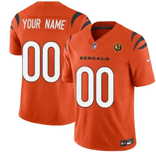 Football Jersey For Softball And Football Fans-Men's Cincinnati Bengals Active Player Custom Orange 2023 F.U.S.E. With John Madden Patch Vapor Limited Football Stitched Jersey