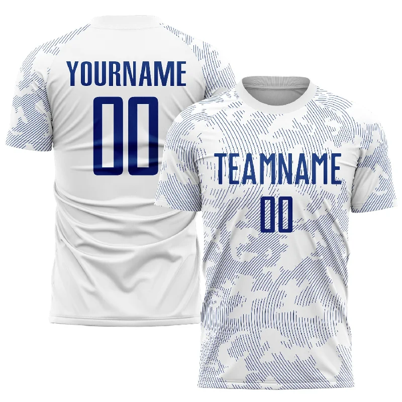 Football Jersey For School Teams-Custom White Royal Sublimation Soccer Uniform Jersey