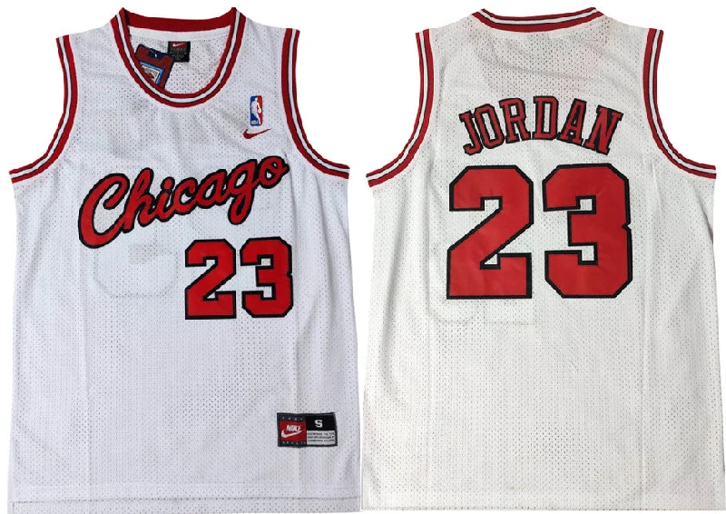 Basketball Jersey With Player Numbers-Bulls 23 Michael Jordan White Swingman Basketball Jersey