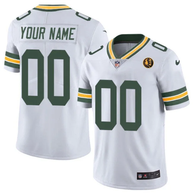 Football Jersey For Special Edition Players-Men's Green Bay Packers Active Player Custom White With John Madden Patch Vapor Limited Football Stitched Jersey