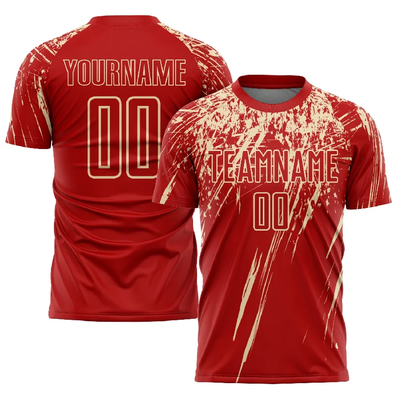 Football Jersey For Custom Fan Team Gear-Custom Red City Cream Sublimation Soccer Uniform Jersey