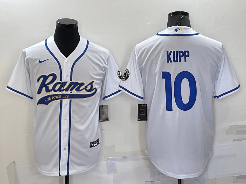 Baseball Jersey For Game Day Apparel Orders-Men's Los Angeles Rams #10 Cooper Kupp White Stitched Cool Base Baseball Jersey