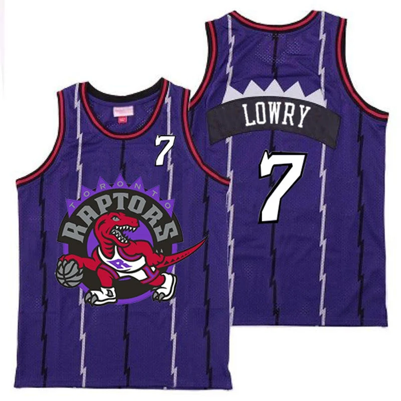 Basketball Jersey With Custom Patch Designs-Raptors 7 Kyle Lowry Purple Big Logo Retro Basketball Jersey