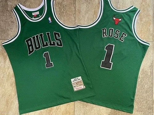 Basketball Jersey For High School Teams-Bulls 1 Derrick Rose Green 2008-09 Hardwood Classics Basketball Jersey