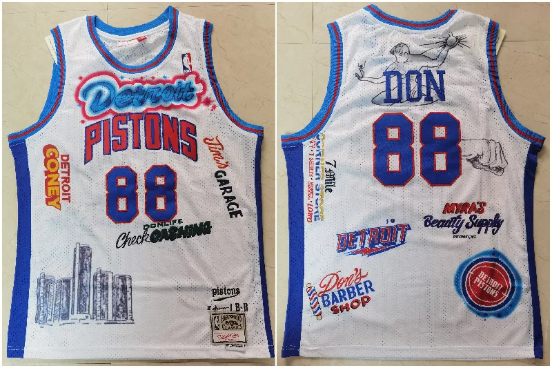 Basketball Jersey For Unique Fan Orders-Pistons 88 Don White Hardwood Classics Basketball Jersey