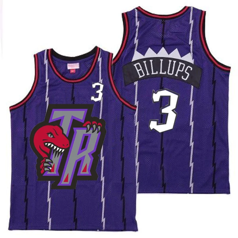 Basketball Jersey For Event Custom Fan Gear-Raptors 3 Chauncey Billups Purple Big Gray TR Logo Retro Basketball Jersey