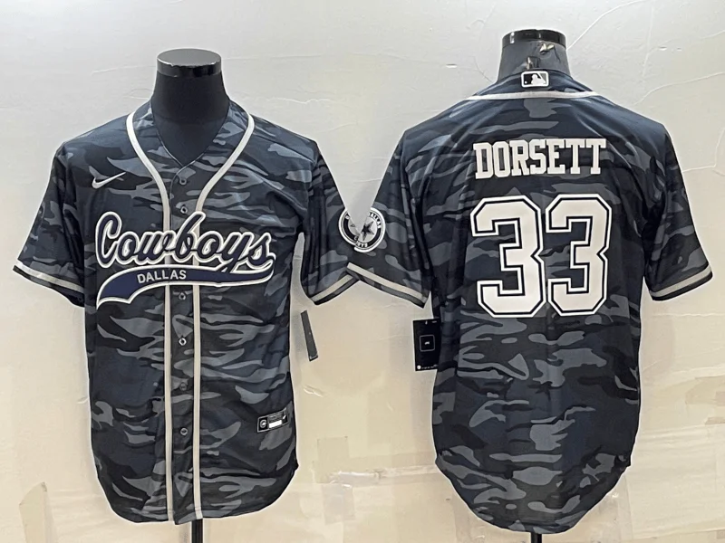 Baseball Jersey For Custom Designs-Men's Dallas Cowboys #33 Tony Dorsett Grey Camo With Patch Cool Base Stitched Baseball Jersey