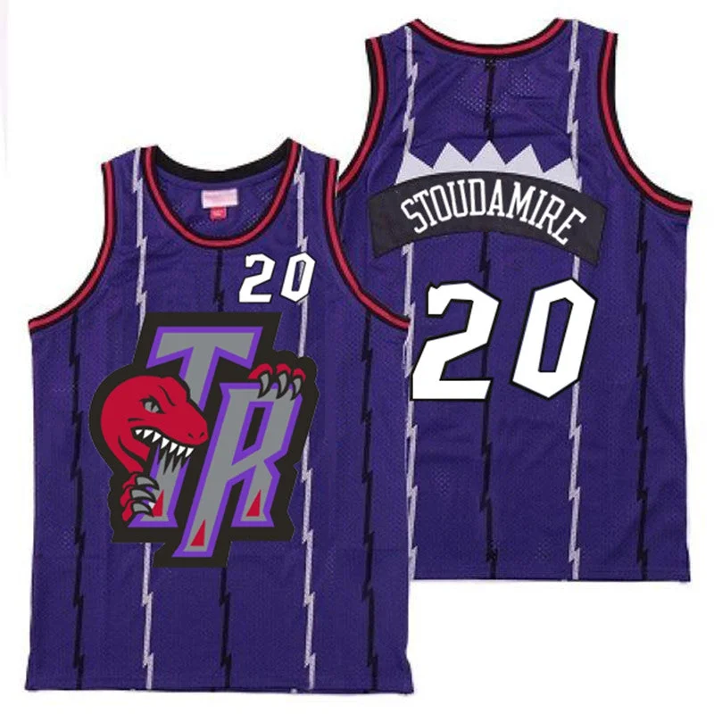 Basketball Jersey For Custom Apparel Printing-Raptors 20 Damon Stoudamire Purple Big Gray TR Logo Retro Basketball Jersey