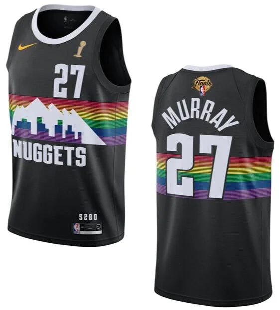 Basketball Jersey For Team Spirit-Nuggets 27 Jamal Murray Black 2023 Finals Champions Swingman Basketball Jersey