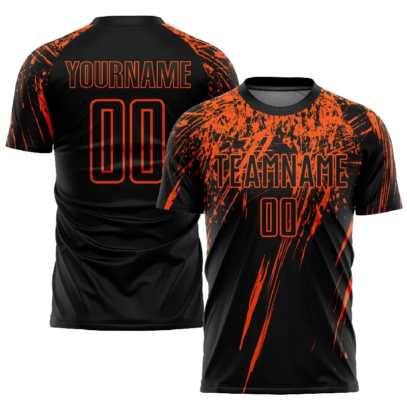 Football Jersey With Custom Name-Custom Black Orange Sublimation Soccer Uniform Jersey