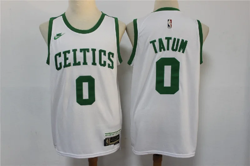 Basketball Jersey For Kids-Celtics 0 Jayson Tatum White Diamond 75th Anniversary City Edition Throwback Swingman Basketball Jersey