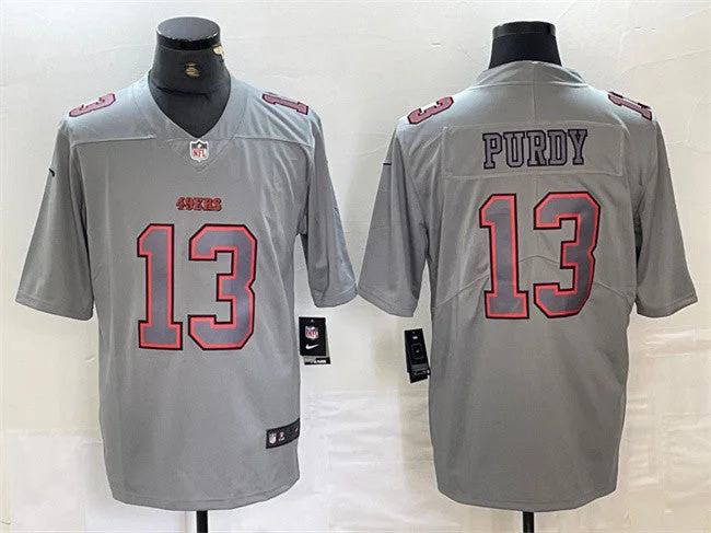 Football Jersey For Custom Fan Orders-Men's San Francisco 49ers #13 Brock Purdy Gray Atmosphere Fashion Football Stitched Jersey