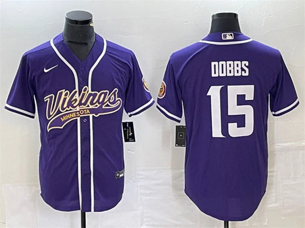 Baseball Jersey For High-Quality Customization-Men's Minnesota Vikings #15 Josh Dobbs Purple Cool Base Stitched Baseball Jersey