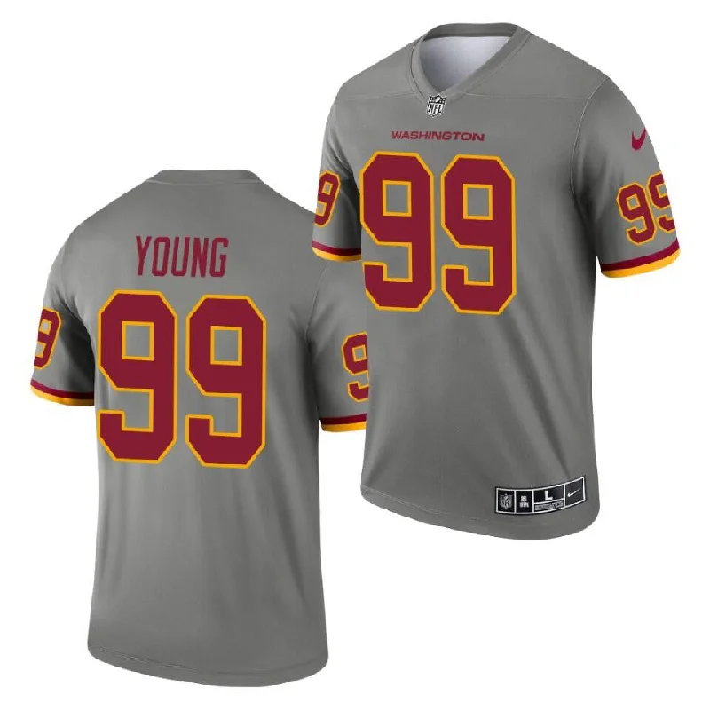 Football Jersey For Official Team Fan Gear-Men's Washington Football Team #99 Chase Young Gray 2021 Inverted Legend Stitched Jersey