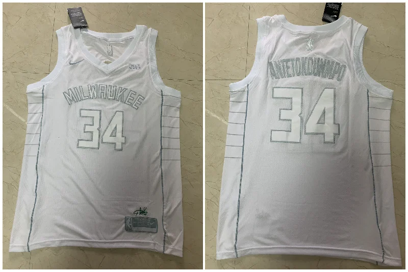 Basketball Jersey For Group Orders And Discounts-Bucks 34 Giannis Antetokounmpo White Swingman MVP Basketball Jersey