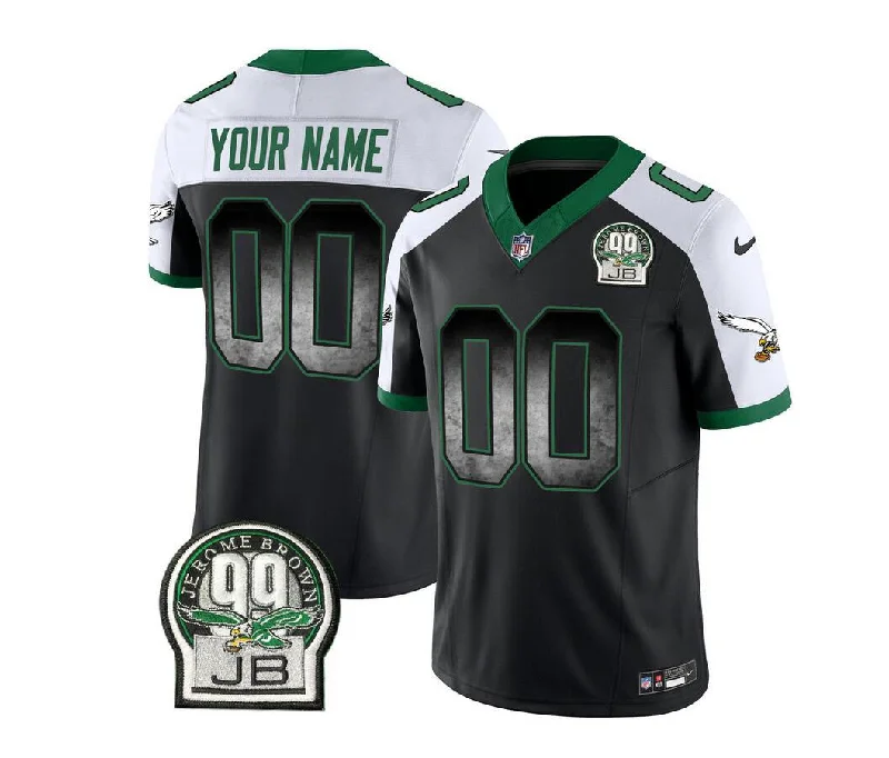 Football Jersey With Custom Patch Designs-Men's Philadelphia Eagles Active Player Custom Black/White 2023 F.U.S.E. Throwback Vapor Untouchable Limited Football Stitched Jersey