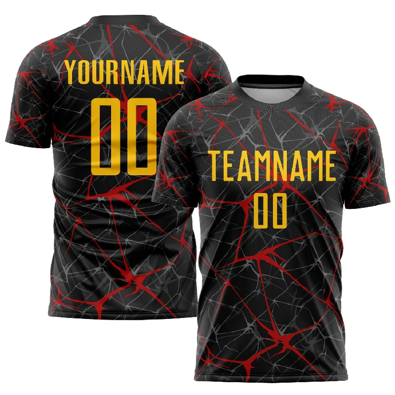 Football Jersey For Team Apparel-Custom Black Yellow-Red Sublimation Soccer Uniform Jersey