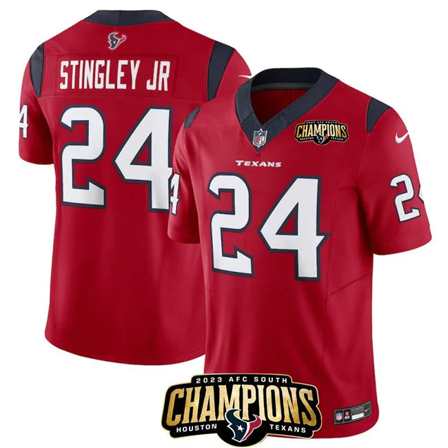 Football Jersey For College Sports Teams-Men's Houston Texans #24 Derek Stingley Jr. Red 2023 F.U.S.E. AFC South Champions Patch Vapor Untouchable Limited Football Stitched Jersey