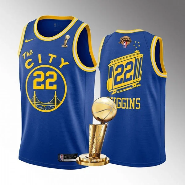 Basketball Jersey For Fans-Warriors 22 Andrew Wiggins Blue 2022 Finals Champions Swingman Basketball Jersey