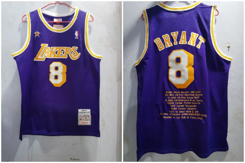 Basketball Jersey For College And University Teams-Lakers 8 Kobe Bryant Purple 1996-97 Hardwood Classics Basketball Jersey